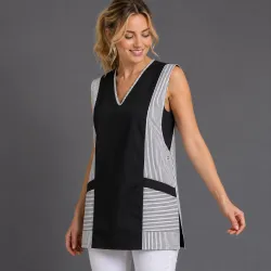 Überwurfschürze / Chasuble 264 von LEIBER / Farbe: weiß-schwarz / 65 % Polyester 35 % Baumwolle