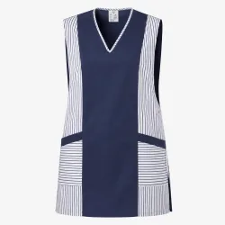 Überwurfschürze / Chasuble 264 von LEIBER / Farbe: weiß-marine / 65 % Polyester 35 % Baumwolle