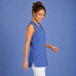 KASACK OHNE ARM 553 von LEIBER / Farbe: blau / 65 % Polyester 35 % Baumwolle