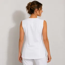 KASACK OHNE ARM 1247 von LEIBER / Farbe: weiß / 65 % Polyester 35 % Baumwolle