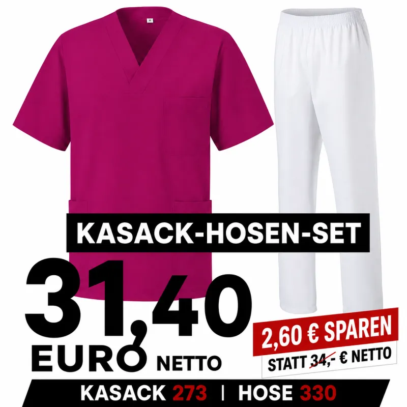 KASACK-HOSEN-SET: KASACK 273 und  SCHLUPFHOSE 330 von MEIN-KASACK.de / Farbe: BERRY - WEISS | MEIN-KASACK.de