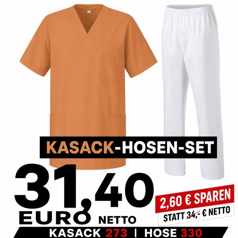 KASACK-HOSEN-SET: KASACK 273 und  SCHLUPFHOSE 330 von MEIN-KASACK.de / Farbe: MITTELBRAUN - WEISS | MEIN-KASACK.de