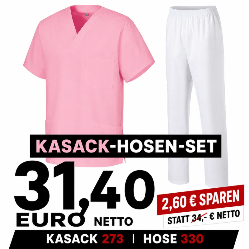 KASACK-HOSEN-SET: KASACK 273 und  SCHLUPFHOSE 330 von MEIN-KASACK.de / Farbe: ROSA - WEISS | MEIN-KASACK.de