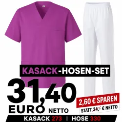 KASACK-HOSEN-SET: KASACK 273 und  SCHLUPFHOSE 330 von MEIN-KASACK.de / Farbe: VIOLETT - WEISS