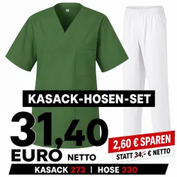KASACK-HOSEN-SET: KASACK 273 und  SCHLUPFHOSE 330 von MEIN-KASACK.de / Farbe: DARK GREEN - WEISS