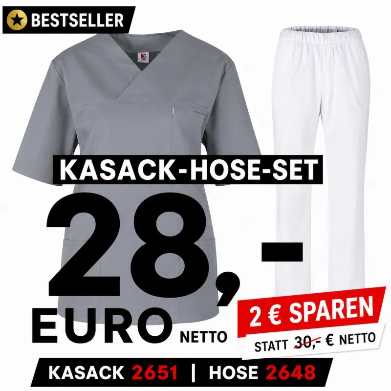 Kasack-Hosen-Kombination aus Kasack 2651 und Schlupfhose 2648 in Grau/Weiß