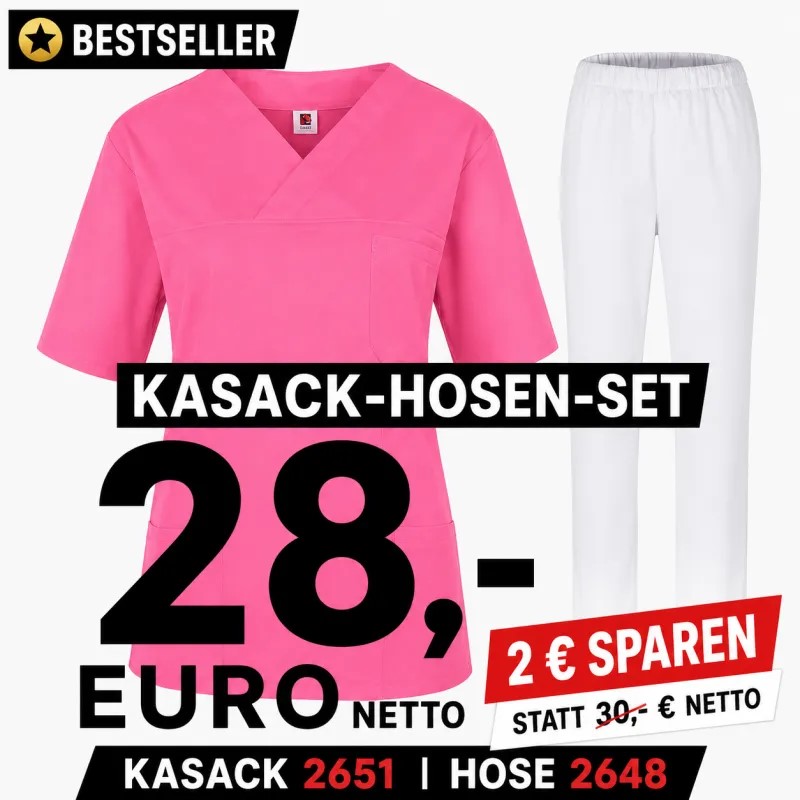Kasack-Hosen-Kombination aus Kasack 2651 und Schlupfhose 2648 in Pink/Weiß