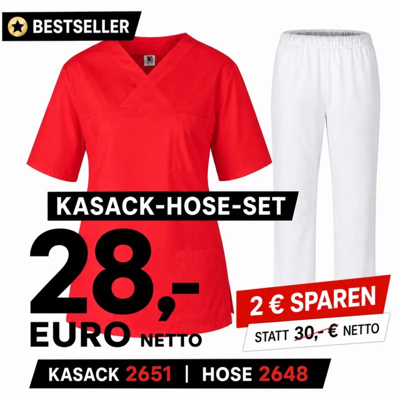 Kasack-Hosen-Kombination aus Kasack 2651 und Schlupfhose 2648 in Rot/Weiß